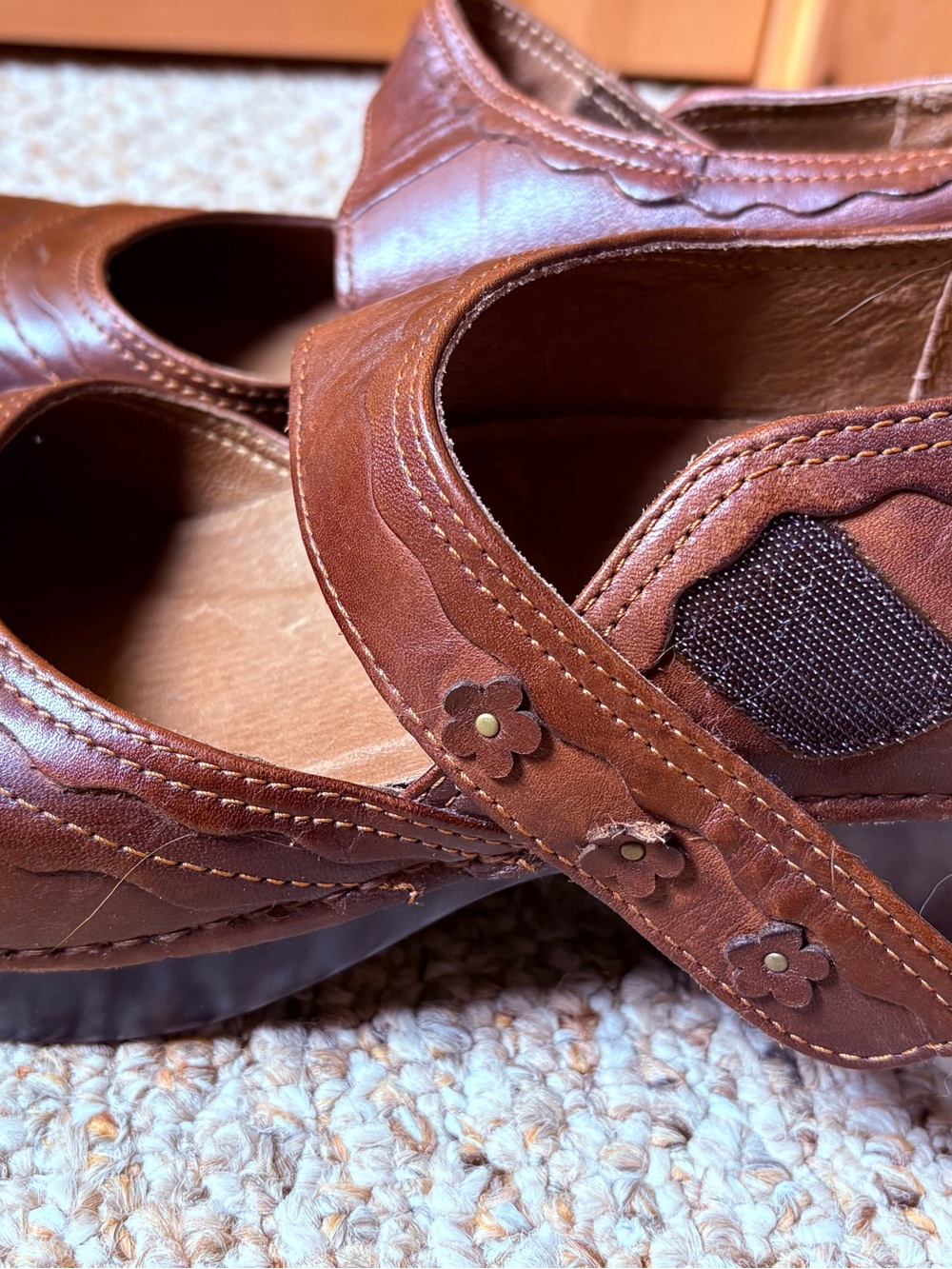 Dansko Brown Floral Mary Jane Leather Shoes - Picture 3 of 6